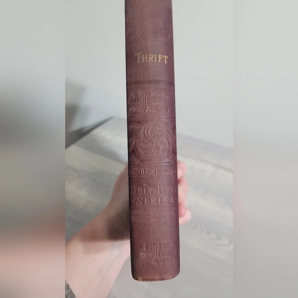 Antique 1800s Book Thrift by Samuel Smiles | Embossed Hardcover